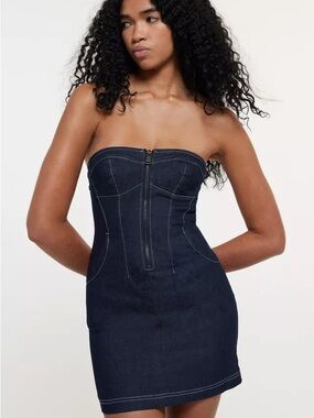 Urban Outfitters Dark Indigo Strapless Denim Mini Dress